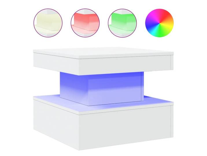 vidaXL Couchtisch mit LED-Leuchten Weiß 50x50x40 cm