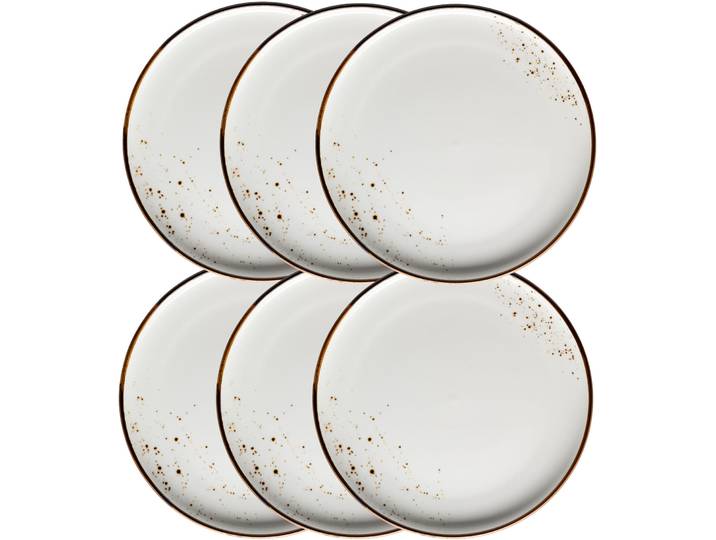 MÄSER Dessertteller-Set 6-tlg. Pintar weiss/braun Porzellan D 22.5 cm 6 Stk - Dessertteller-Set 6-tlg.