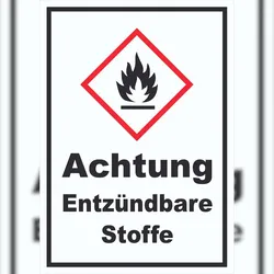 HB-Druck Schild Entzündbare Stoffe Flamme hochkant A4 Rückseite selbstklebend