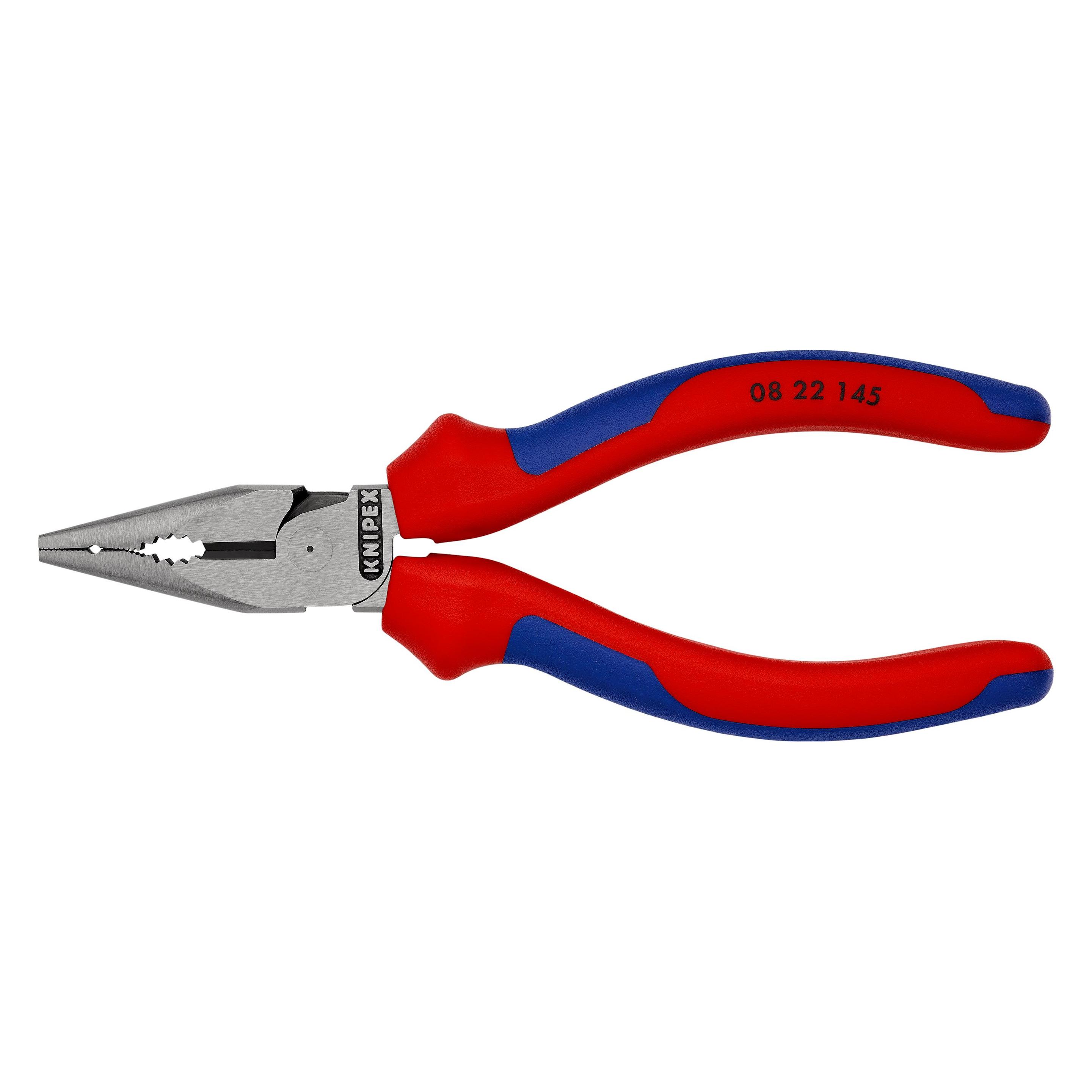 Knipex Spitzkombizange L.145mm max. 16mm2 schwarz atram. Kopf pol. 2Komp.-Hüllen Schneidwert harter Drah... (145 mm) (08 22 145 SB)