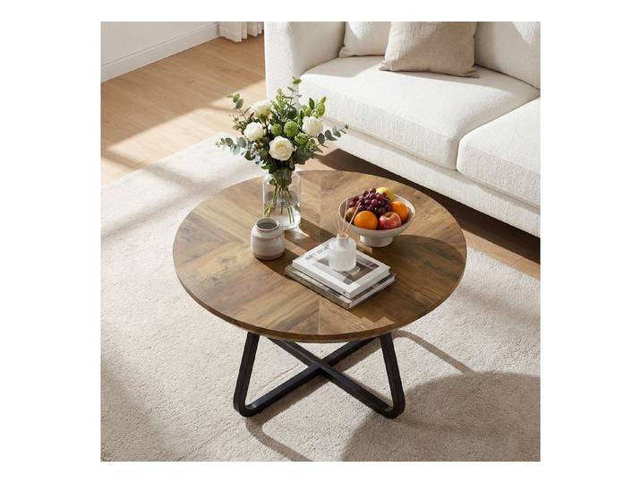 Tribesigns Couchtisch 80 cm Runder beistelltisch, moderner Holztisch Wohnzimmertisch