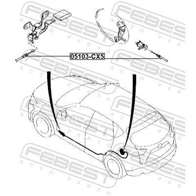 FEBEST Seilzug, Tankdeckel 05103-CX5 für MAZDA