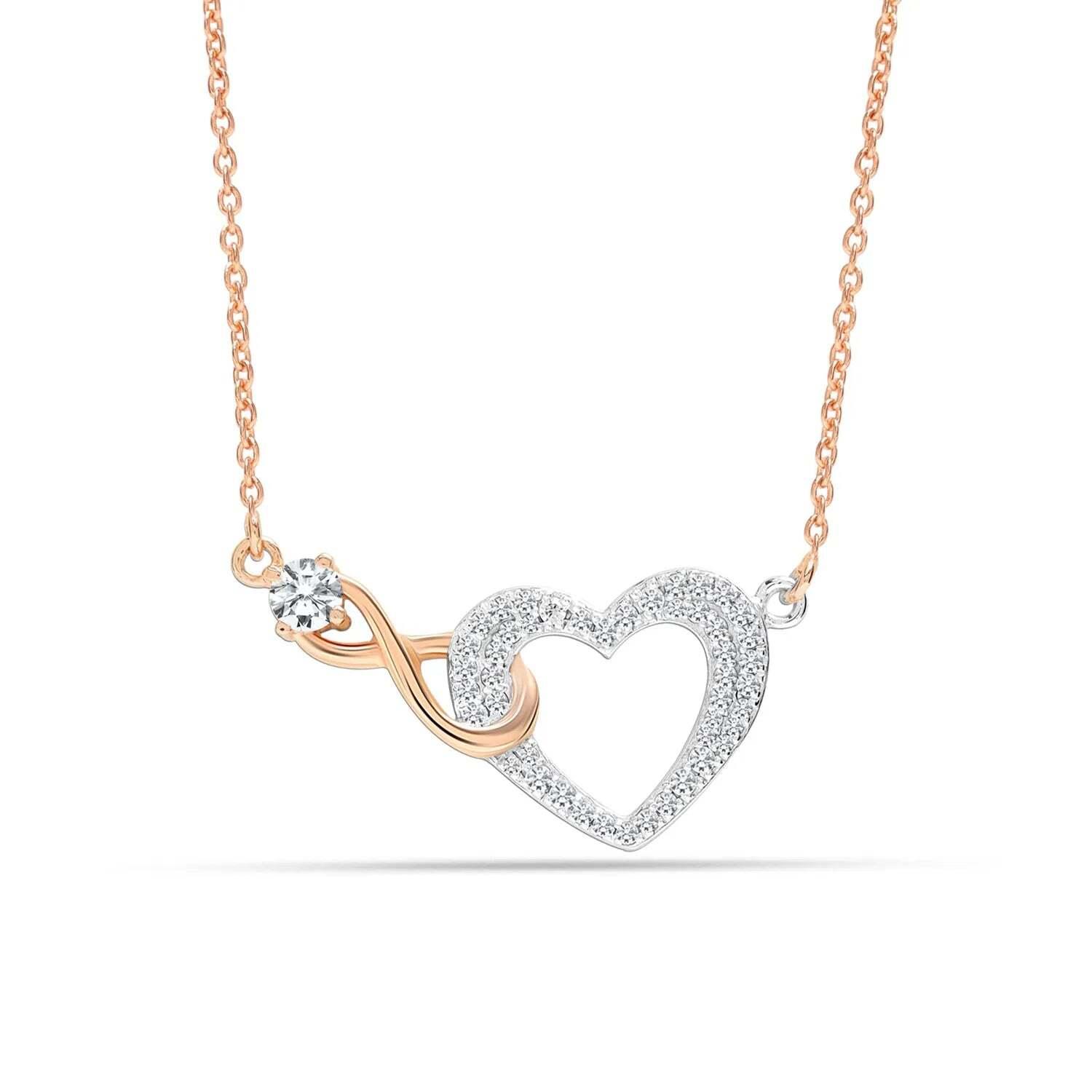 Damesketting met Cubic Zirconia Hart Hanger 925 Sterling Zilver BICLL017