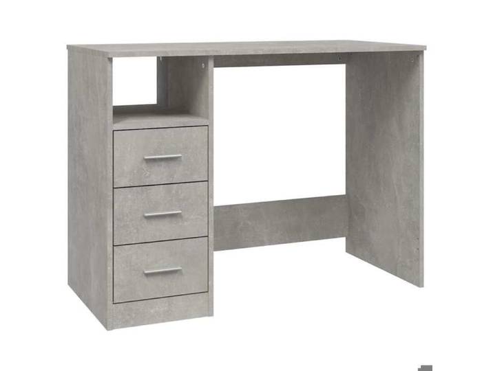 (bfl34x）Gris Bureau avec tiroirs Gris béton 102 x 50 x 76 cm Bois d'ingénierie - Fourniture de bureau - Design Moderne
