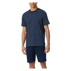 Schiesser Casual Essentials Short Sleeve Pyjama Dunkelblau Baumwolle 4XL Herren
