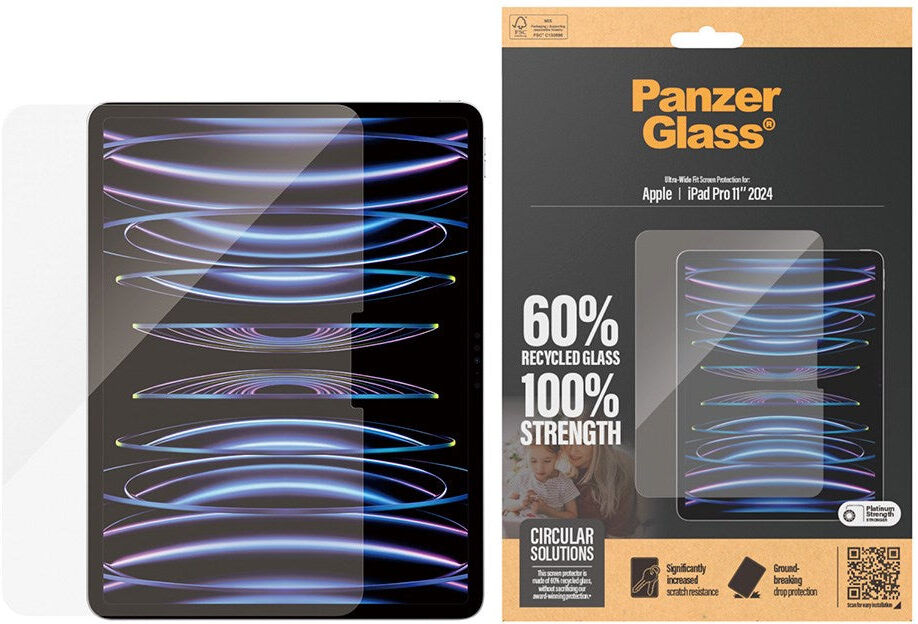 iPad Pro 11" (2025 / 2024) PanzerGlass Ultra-Wide Fit Skærmbeskyttelse - Platinum Strength - Gennemsigtig