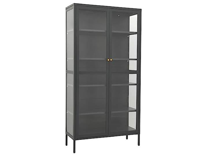 vidaXL Vitrine Anthrazit 90x40x180 cm Stahl und Gehärtetes Glas