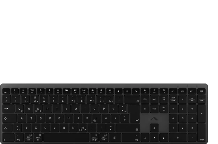 Alogic Tastatur Full Size Wireless backlight Hush black DE