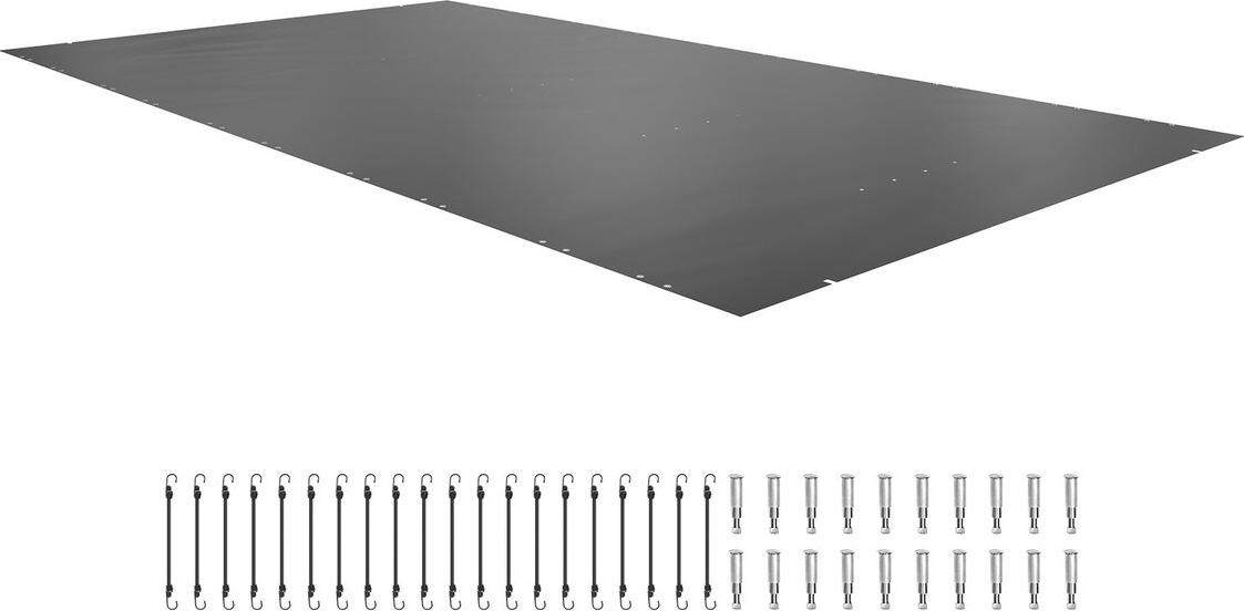 Pool Safety Cover, 11.5x19.6 ft In-ground Pool Cover, Charcoal PVC Pool Covers, Rectangular Safety Pool Cover In-ground Cover Solid Safety Pool Cover for Swimming Pool Winter Protection Cover