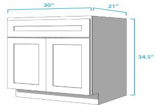Craftline RTA Husk Shaker Bathroom Sink Base Vanity Cabinet Sink Base Vanity Cabinet - 30 Inch x 21 Inch x 34-1/2 Inch - Husk