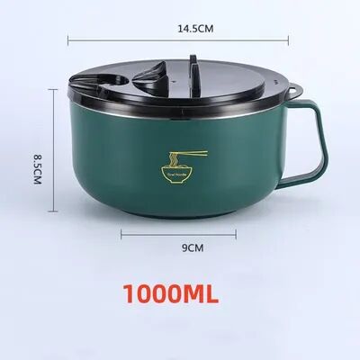 Friendly Fresh Finds Stainless Steel Noodle Bowl With Lid Heat Resistant Instant Noodles Cooker green 1000 Ml