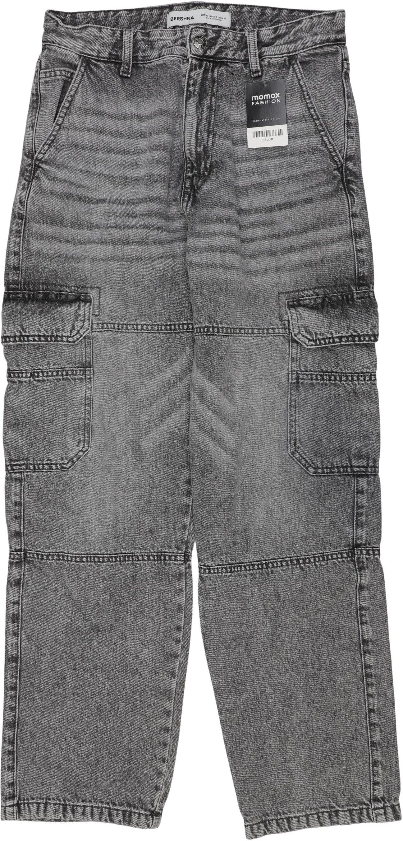 bershka Damen Jeans, Grau, Gr. W29, Baumwolle - Second Hand
