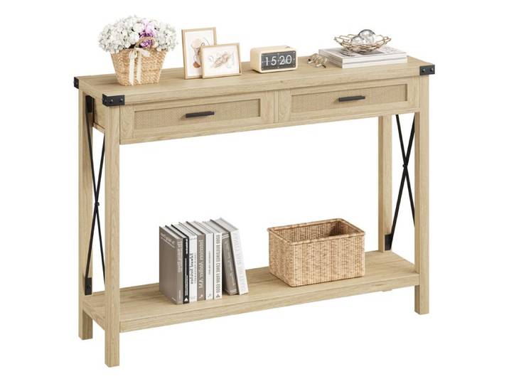 Table Console - PROMIRACAL - 110x30x78 cm - 2 Tiroirs - Style Scandinave - Rangement Spacieux
