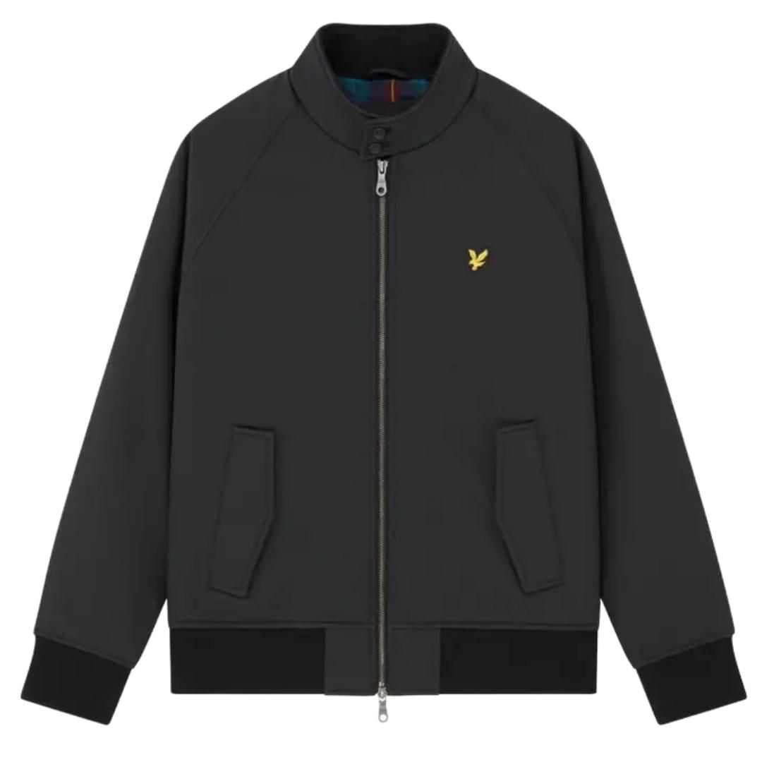 Tiefschwarze Softshell-Jacke mit Lyle & Scott-Markenemblem