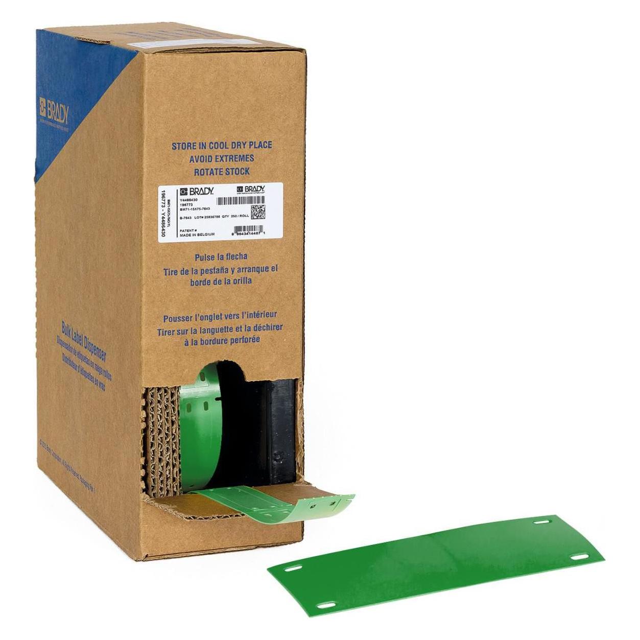 Brady BM-25x75-7643-GN, Heatex Schilder, Grün, matt, 25.00 x 75.00 mm, nicht klebend, Grossrolle (2 (25 mm) (BM-25X75-7643-GN)