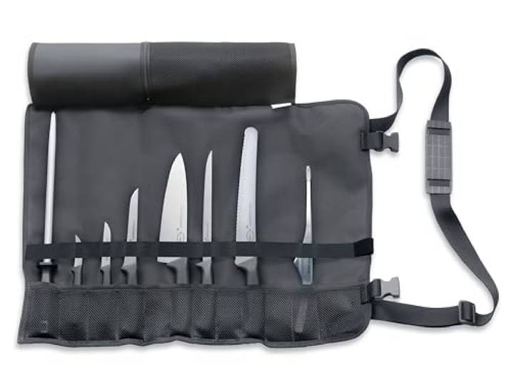 F. Dick Starter-Set ProDynamic 8-teilig (Messer-Set inkl. Rolltasche, Kochmesser inkl. Wetzstahl + Pinzette, Tasche aus Kunstfaser-Material abwaschbar) 81094000, 65 cm