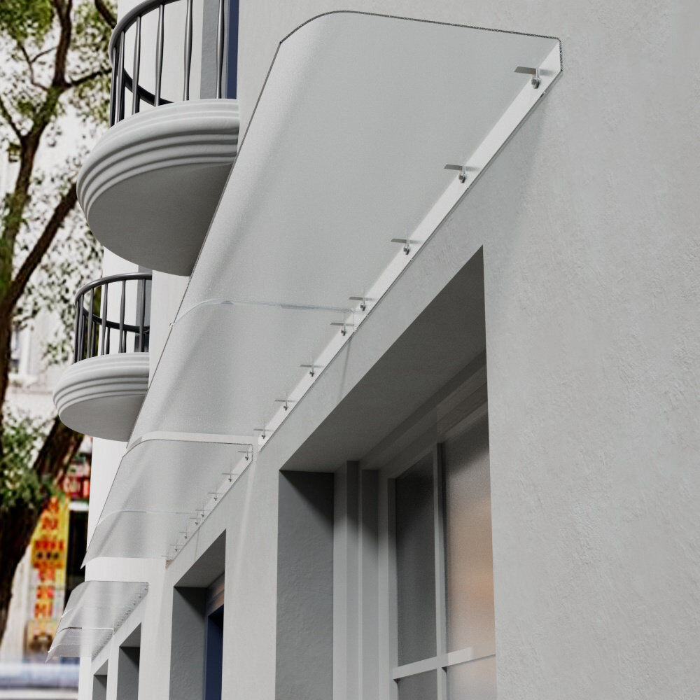 Breeins 200cm W x 33cm D Plastic Cover Retractable Door / Window Awning White 8cm H X 200cm W X 33cm D