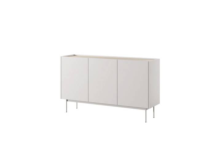 Ravio Moderne Kommode Lumo K3D (Kaschmir Matt, Eiche Linea, Metallfüße, Soft-Close), Kaschmir, Eichefarben, Rechteckig, 144x83x37 cm, Kleinmöbel, Kommoden, Sideboards