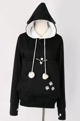 ForAllApparel Cuddly Kangaroo Pet Pocket Hoodie Perfect Gift For Pet Lovers, Cozy & Stylish Black 4XL