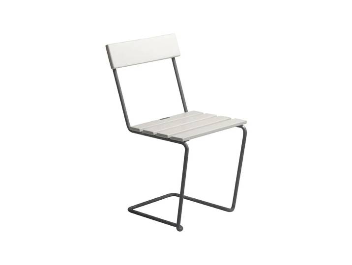 Grythyttan Stålmöbler Chaise 1 Chêne laqué blanc-galvanisation à chaud