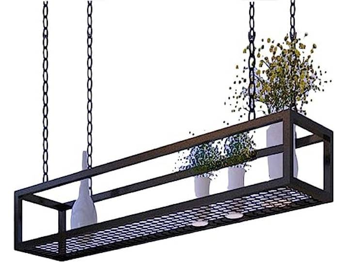 Deckenregal Hängend Küche kücheninsel Pot Pan Rack Hängende Regale Kreative Decken-blumenständer Kochgeschirr Aufhänger Lagerung for Bar Keller Garage Restaurant, schwarz Metall Eisenrahmen