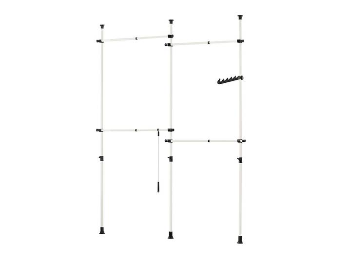 Télescopique garde-robe penderie 4 barres en métal blanc
