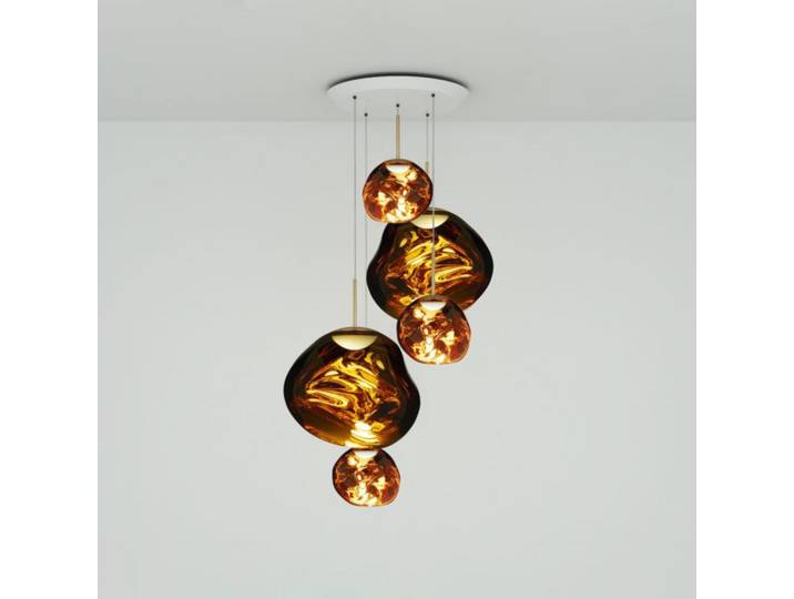 Melt Large Round Hängelampe, Ø 95 cm, gold - Tom Dixon - Wohnzimmer - Design - Kunststoff - Mehrflammig