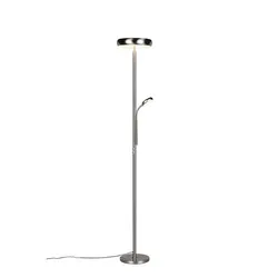 LED Stehlampe Standleuchte Bürolampe Nickel matt dimmbar Fernbedienung H 183 cm