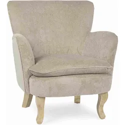 Sessel Chenille in Cord-Optik, modernes Design, gemütlich gepolstert, Taupe, Gestell aus Kautschukholz