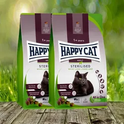 Happy Cat Sterilised Adult Weide-Lamm - Leicht verdauliches Katzenfutter mit weniger Fett