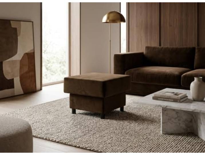 Family Meble Polsterhocker Komo Royal Aura – Fußhocker mit Stoff-Bezug und Stauraum – Braun · Aura 104
