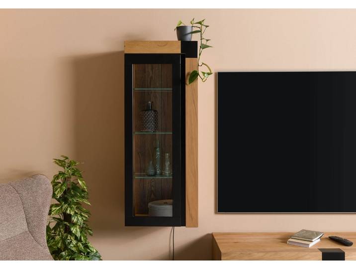 Hängevitrine Wildeiche 48x35x120 natur geölt ROTTERDAM #110