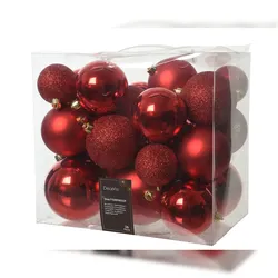 Christmas Decorations 26 Weihnachtskugeln 6-10cm Kunststoff Christbaumkugeln Weihnachtsbaum rot