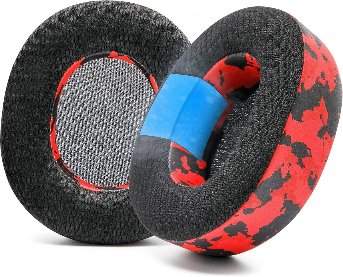 Wicked Cushions Oorkussens voor Arctis Nova Pro Wireless, SteelSeries Nova Elite & Nova Pro Omni, Red Camo