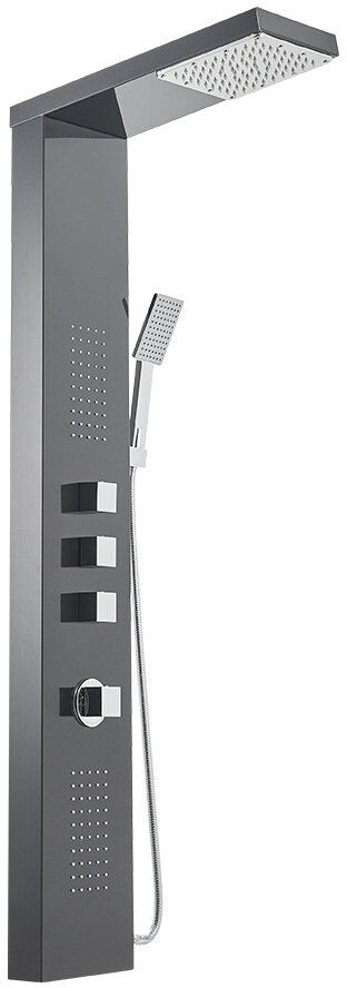 Belfry Bathroom Marchelle Shower Tower Panel Black 135cm H