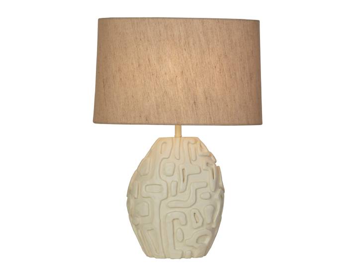 Lampe de table Adelaide 27 x 60 x 42cm Blanc/Beige Lin E27