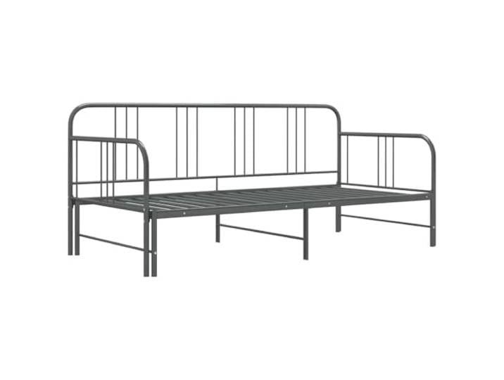vidaXL Ausziehbett Sofabett Ausziehsofa Bettgestell Tagesbett Schlafsofa Gästebett Bett Metallbett Bettsofa Sofa Couch Grau Metall 90x200cm
