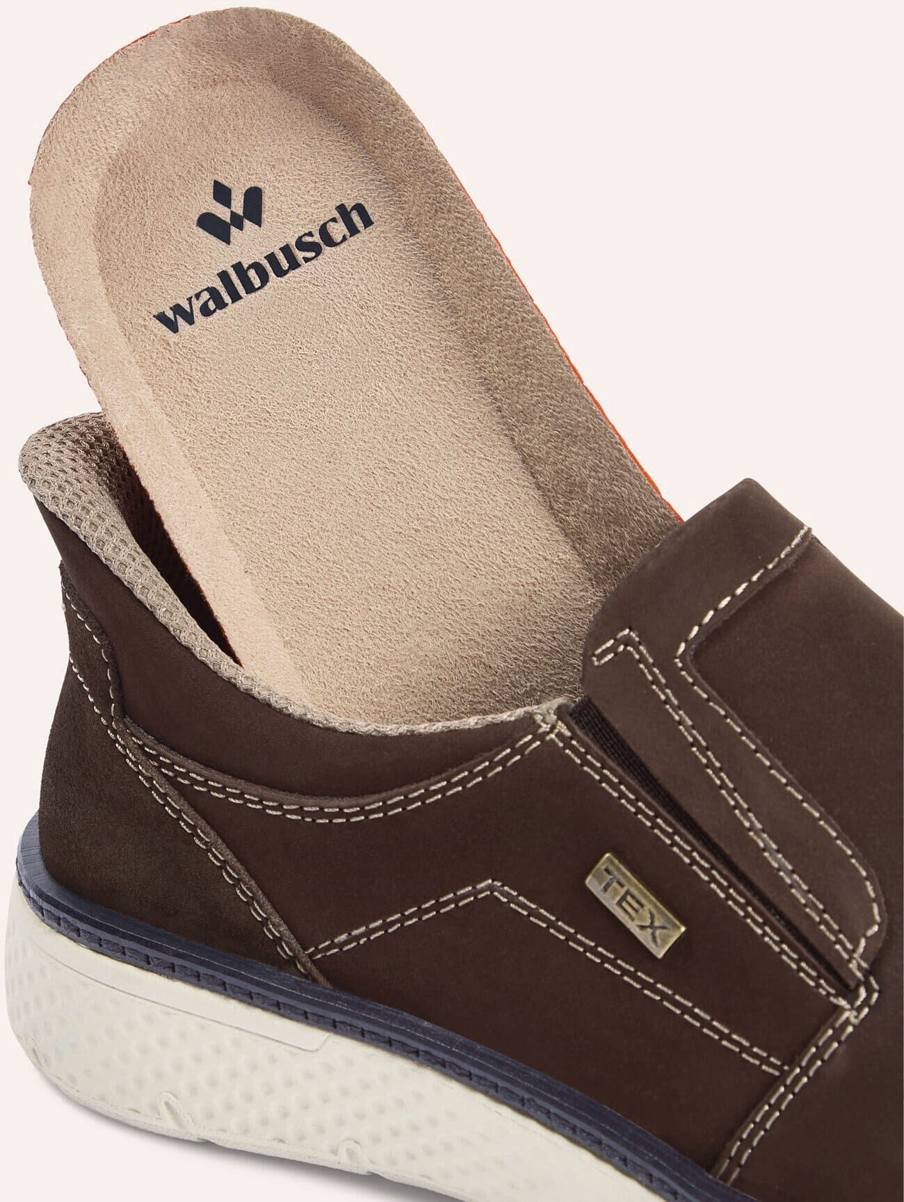 Walbusch Wasserdichter Slipper mit Easy-In, , Farbe Braun, 43, 100% wasserdicht Easy-In-Funktion für leichtes Anziehen Herren