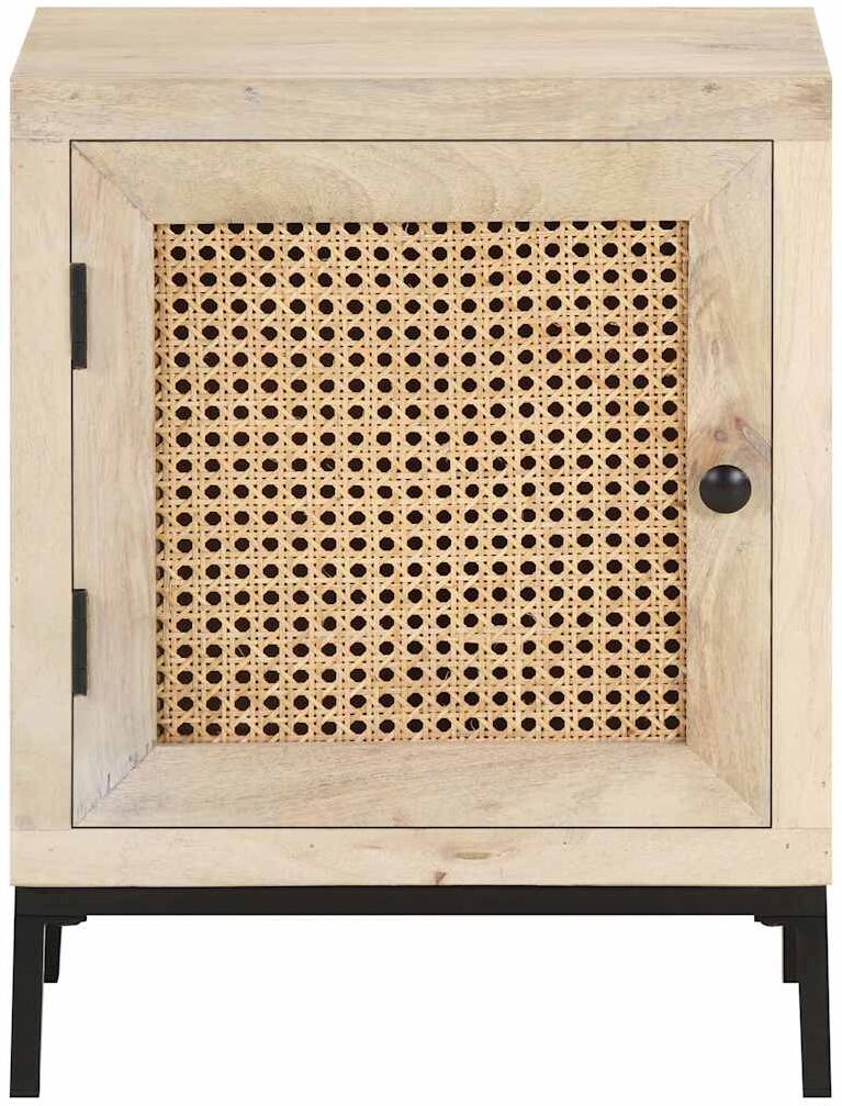 vidaXL Table de chevet 40x30x50 cm Bois de manguier et canne naturelle