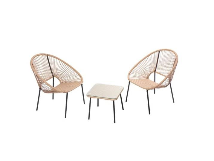 Acapulco - Set de 2 fauteuils + table basse naturel
