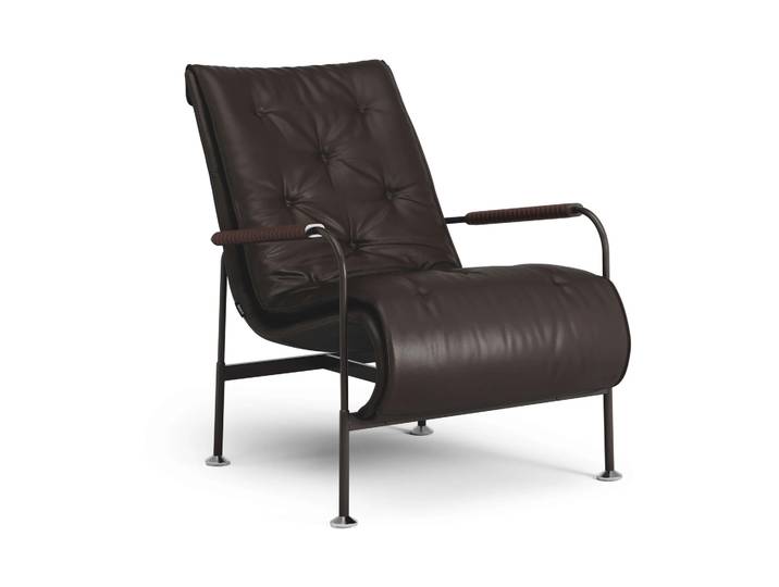 Swedese Fauteuil Serpentine Cuir Elmo Soft Marron foncé-Tärnsjö Tobacco