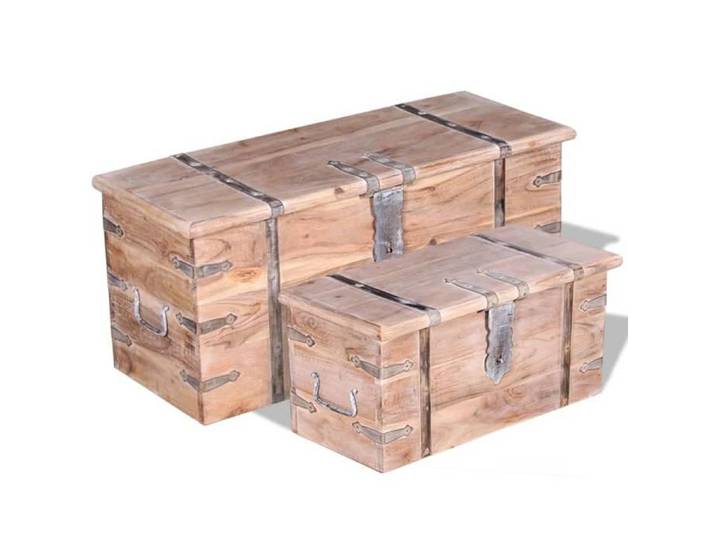 Ensemble de deux coffres de rangement-Boîtes de rangement Bois d'Acacia