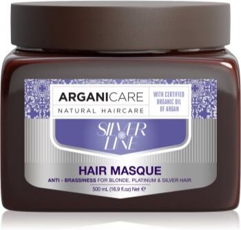 Arganicare Silver Hair Mask máscara para cabelo neutraliza tons amarelados 500 ml. Silver Hair Mask