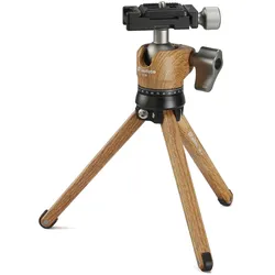 Leofoto MT-01 Mini-Stativ mit LH-25 Kugelkopf in Holzoptik