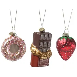 MARELIDA Weihnachtsbaumschmuck Donut Erdbeere Schokolade Glas Weihnachtsdeko