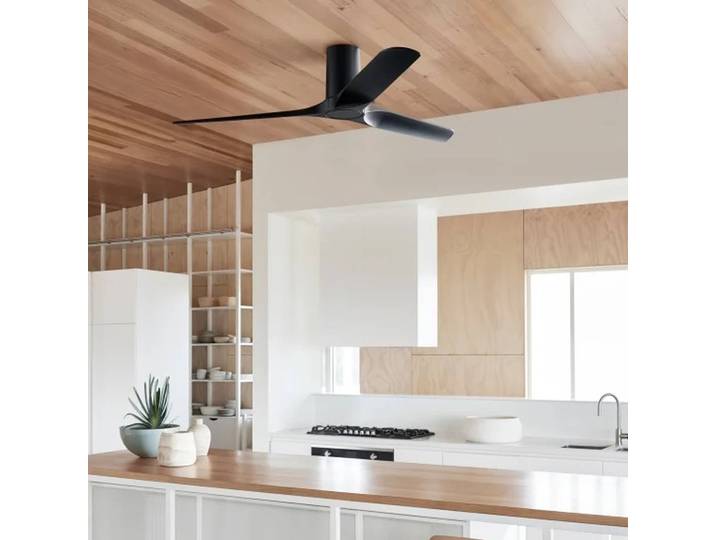 Beacon Lighting Deckenventilator Londo schwarz DC-Motor 132 cm leise, schwarz, für Wohn- / Esszimmer, Kunststoff, Modern