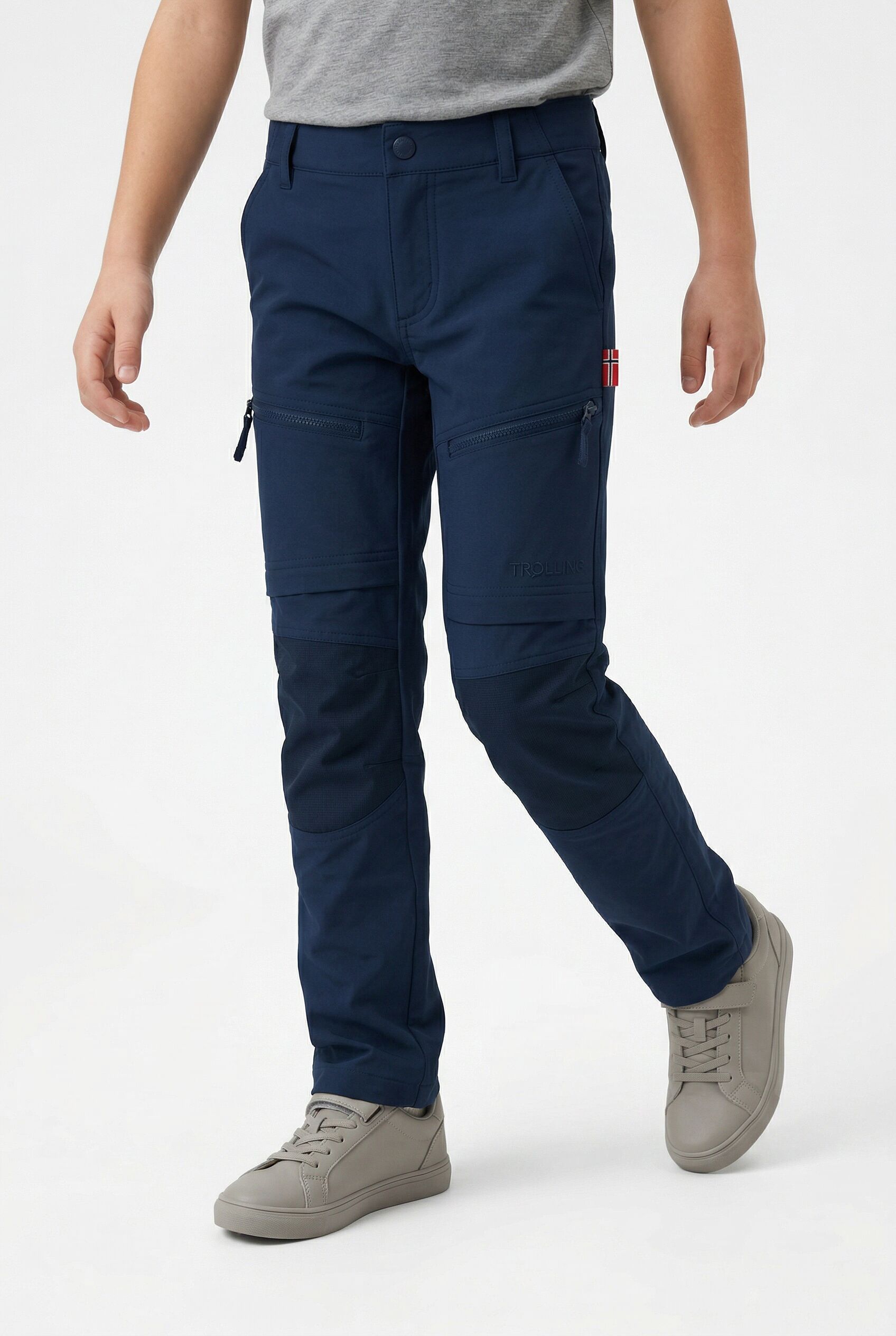 Zip-off-Hose TROLLKIDS "Kids Nordfjord Zip-off Pants Slim Fit", Damen, Gr. 98, N-Gr, blau (navy), Web, Obermaterial: 100% Polyamid, Hosen Zip-off-Hose, abzippbare Hosenbeine, mit Verstärkungen an Knien und Gesäss navy 98, N-Gr