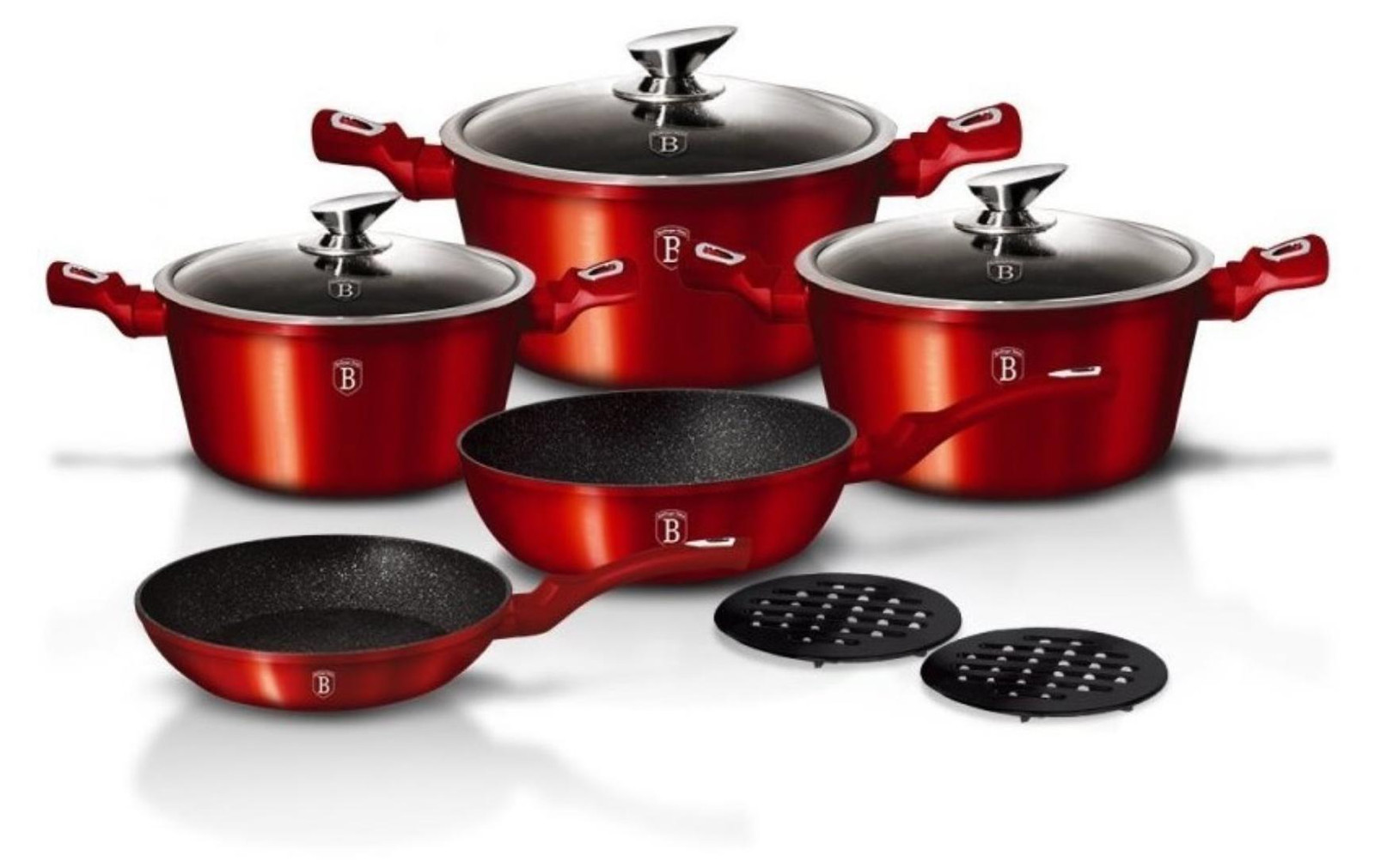 Berlinger Haus Red Metallic Line granieten pottenset, 10 stuks