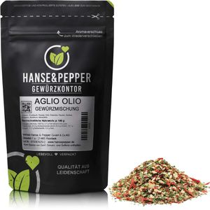 Hanse&Pepper Gewürzmischung Aglio Olio, ohne Salz, für italienische Gerichte, vegan, im Beutel, 100 g