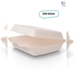 Blanc HYGIENIC Menüboxen mittel ungeteilt aus Bagasse 200 Stück, to go, take away, biologisch abbaubar, umweltfreundlich